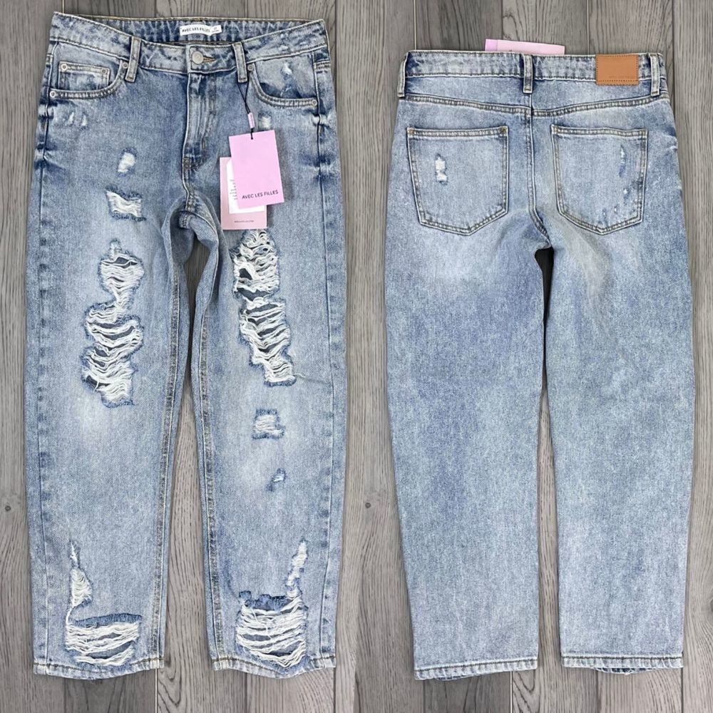 Avec Les Filles Women Size 27 Cotton Distressed High Rise Denim NEW Mom Jeans